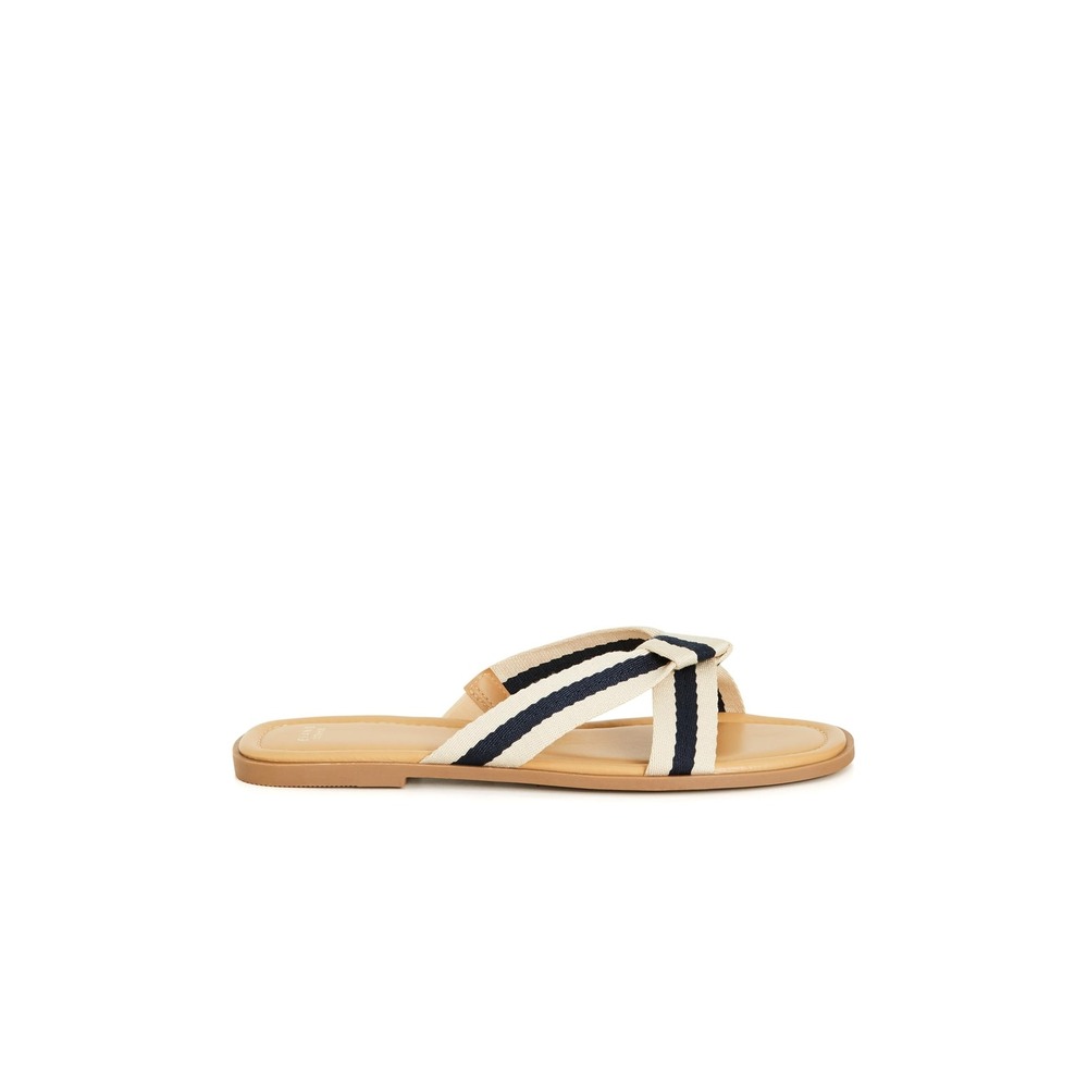 EVANS Women's Sandal Canvas Colbie, Navy/WHT, 7 Wide